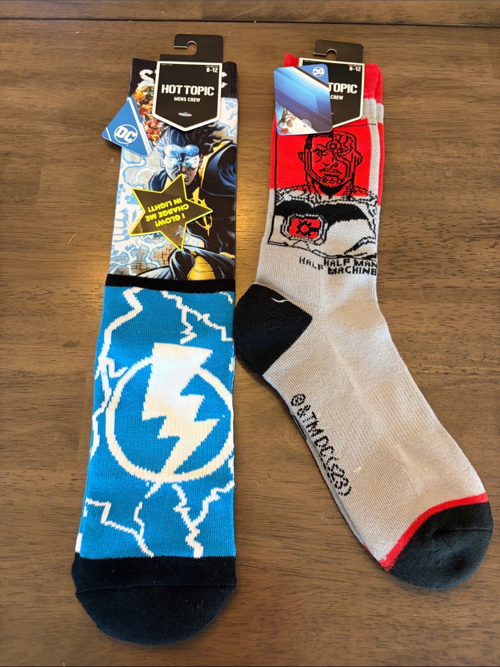 Hot Topic DC Lightning Blue and Gray Graphic Crew Socks - Men's Duo